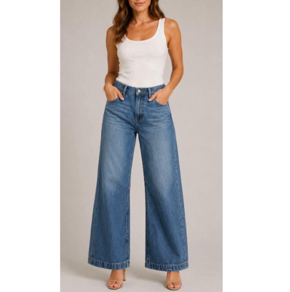 New Levi's Women's Blue Wash High Rise Baggy Seamed Denim Jeans Size 29x31